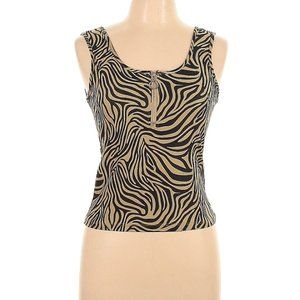 NWT Vine and Valley Size Large Black and Gold Zebra Print Cropped Sleeveless Top